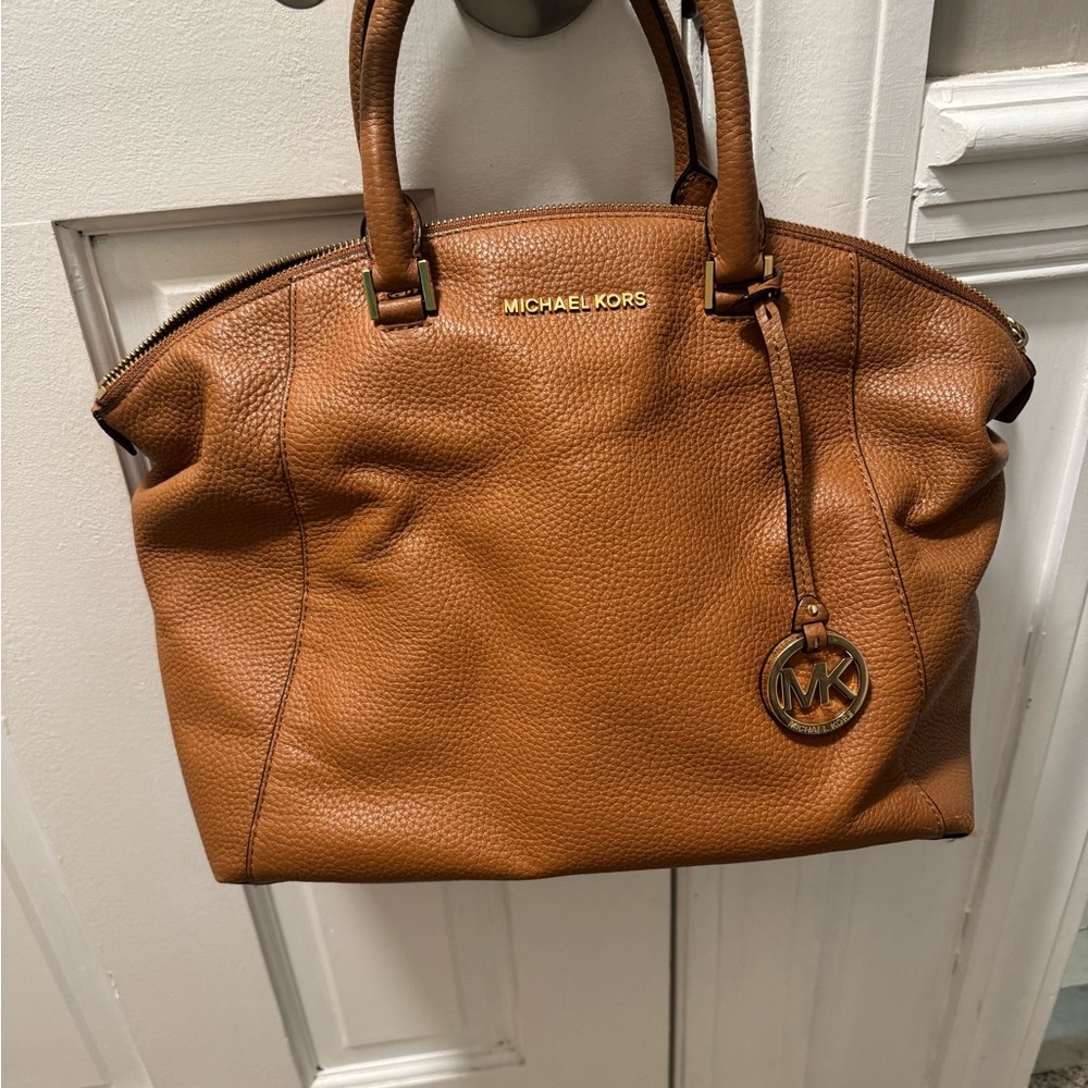 Michael Kors Tan Satchel with Signature Charm